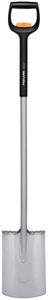 Fiskars Xact Teleskop-Spaten – verstärktes Borstahlblatt für weiche Böden, 111-130 cm, ideal zum Gärtnern
