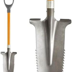 3 PAGEN® Gärtnerspaten mit Wurzelsäge – Karbonstahl-Spitze, ergonomischer Griff, ideal für harte Böden, 114 cm Länge