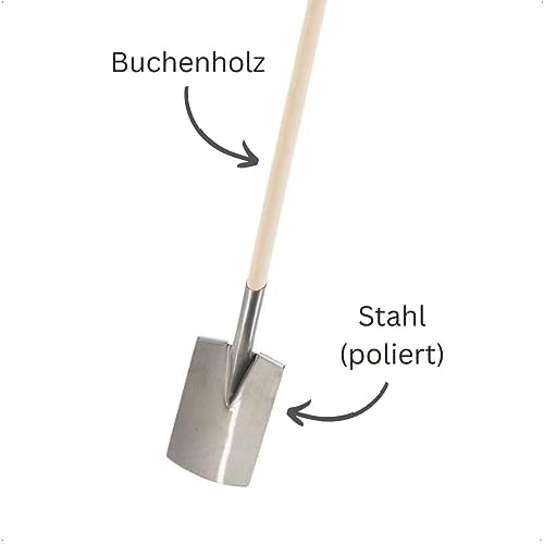 Rekord Gärtnerspaten aus poliertem Stahl mit Buchenholz-T-Stiel – Ideal für präzise Gartenarbeiten!