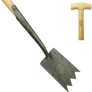 DeWit Spaten mit scharfen Zinken & T-Griff 112 cm – Hochwertiges Gartenwerkzeug für schwere Böden