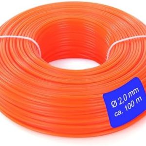Nylon Trimmerfaden 2,0 mm x 100 m - Hochwertiger Mähfaden für Rasentrimmer - Ideal zum perfekten Rasen und Randpflege -