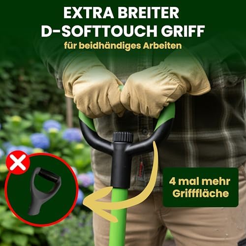Heckenpracht® Profi Spaten mit Wurzelsäge | Ergonomischer Gärtnerspaten für harte Böden | Extra breite Trittkante