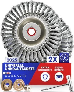 2X Profi Unkrautbürste für Motorsense - Hochwertige Drahtbürste zur effektiven Moosentfernung im Garten