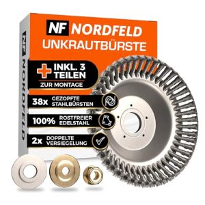 NORDFELD Profi Unkrautbürste – Effiziente Wildkraut- und Moosentfernung für Freischneider mit 25,4mm Bohrung