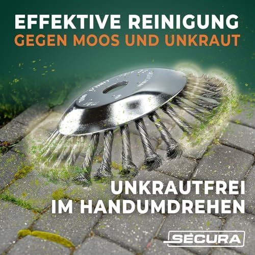 SECURA Profi Unkrautbürste 25,4mm - Effektive Fugenbürste für Motorsense & Freischneider, ideal zur Unkrautentfernung im