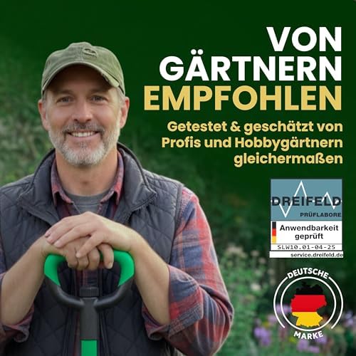 Heckenpracht® Profi Spaten mit Wurzelsäge | Ergonomischer Gärtnerspaten für harte Böden | Extra breite Trittkante