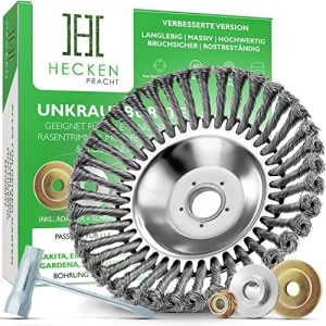 HECKENPRACHT© Profi Unkrautbürste für Freischneider | Effektive Unkrautentfernung 2025 - Ideal für Gartenarbeit - 25,4mm